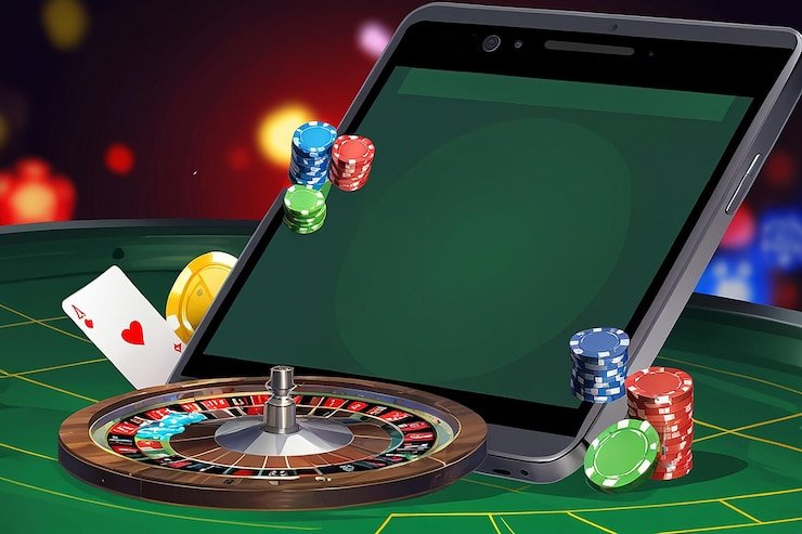 Mobile blackjack table with dealer visible on screen